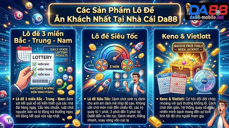 Các hình thức quay thưởng lô đề 3 miền và siêu tốc đa dạng trên Da 88
