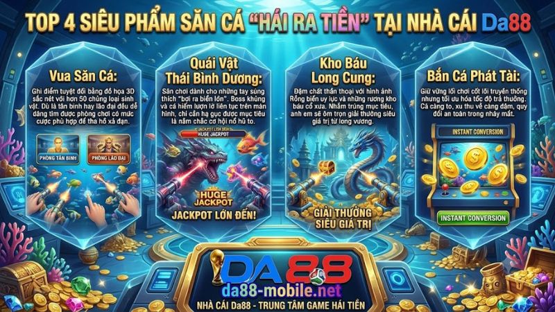 Các siêu phẩm game bắn cá đổi thưởng đẳng cấp tại Nhà cái Da88 Các siêu phẩm game bắn cá đổi thưởng đẳng cấp tại Nhà cái Da88