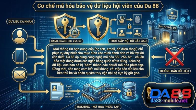 Công nghệ mã hóa SSL 256 Bit bảo mật thông tin người dùng Da 88
