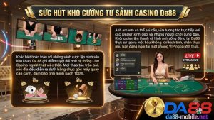 Dealer chia bài trực tiếp tại sảnh casino trực tuyến của nhà cái Da88