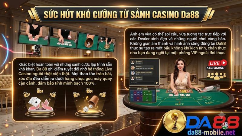 Dealer chia bài trực tiếp tại sảnh casino trực tuyến của nhà cái Da88 Dealer chia bài trực tiếp tại sảnh casino trực tuyến của nhà cái Da88