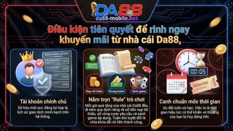 Điều kiện chuẩn để nhận khuyến mãi từ nhà cái Da88