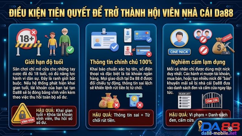 Điều kiện tiên quyết để trở thành hội viên Nhà cái Da88