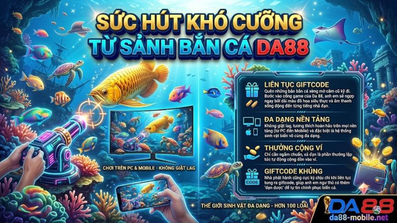 Giao diện 3D sảnh game Bắn cá Da88 cực nét và sống động