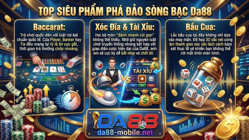 Giao diện các trò chơi cá cược hot nhất trên nền tảng Da 88 Giao diện các trò chơi cá cược hot nhất trên nền tảng Da 88