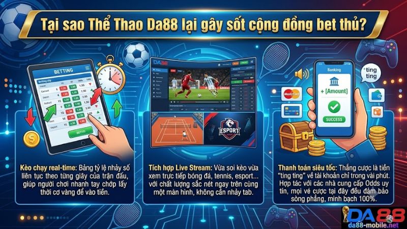 Giao diện cược thể thao trực tuyến siêu mượt tại Nhà cái Da88