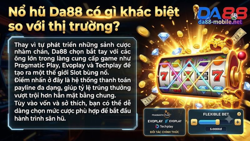 Giao diện sảnh game nổ hũ Da88 siêu nét