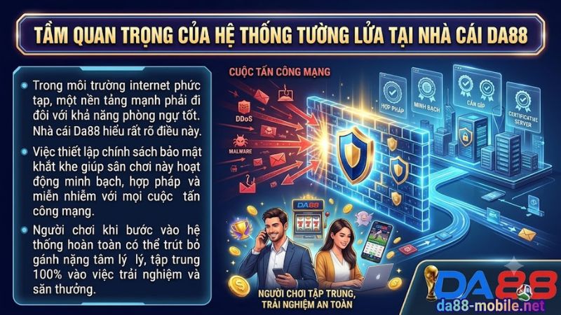 Hệ thống bảo mật tường lửa đa lớp bảo vệ người chơi tại nhà cái Da88