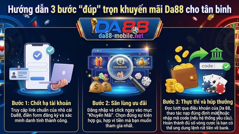 Hướng dẫn tân binh thao tác nhận khuyến mãi tại nhà cái Da88