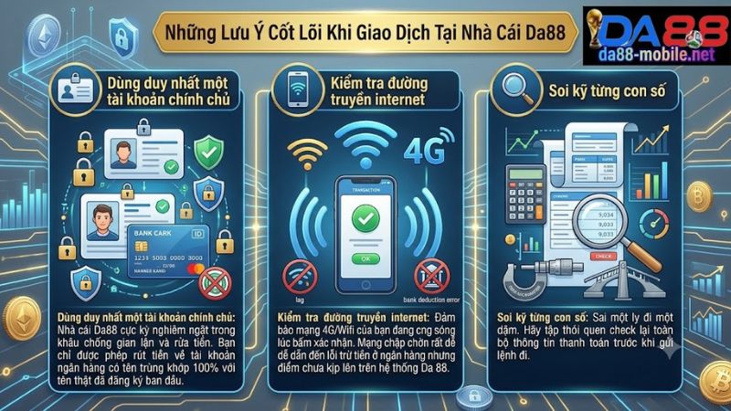 Lưu ý quan trọng khi giao dịch nhà cái Da88